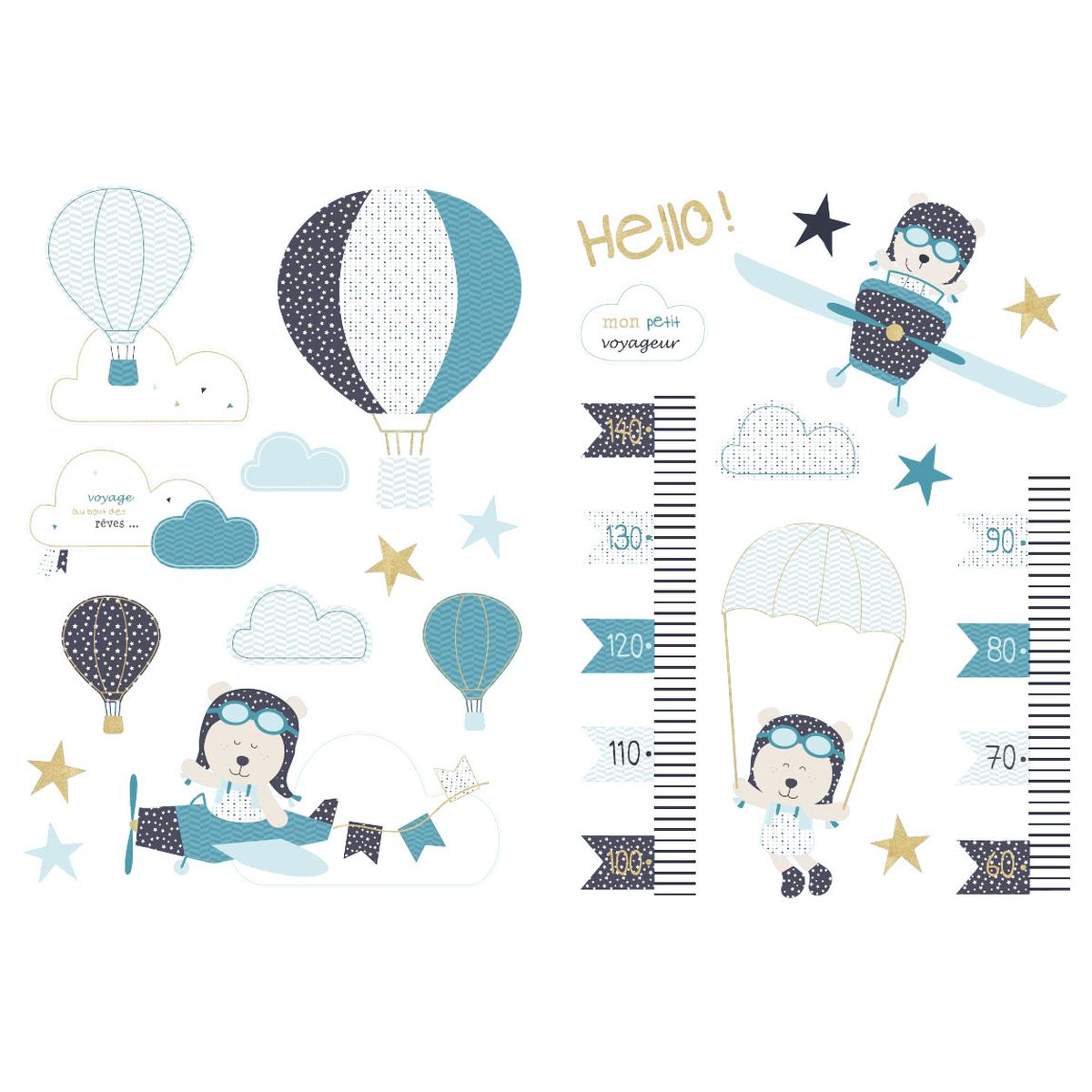 Stickers muraux New Lazare BLEU Sauthon Baby Déco