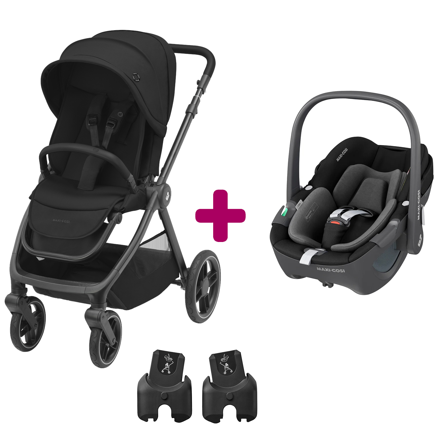 MAXI COSI - Pack poussette duo Oxford + coque pebble 360 Essential Black  Maxi Cosi