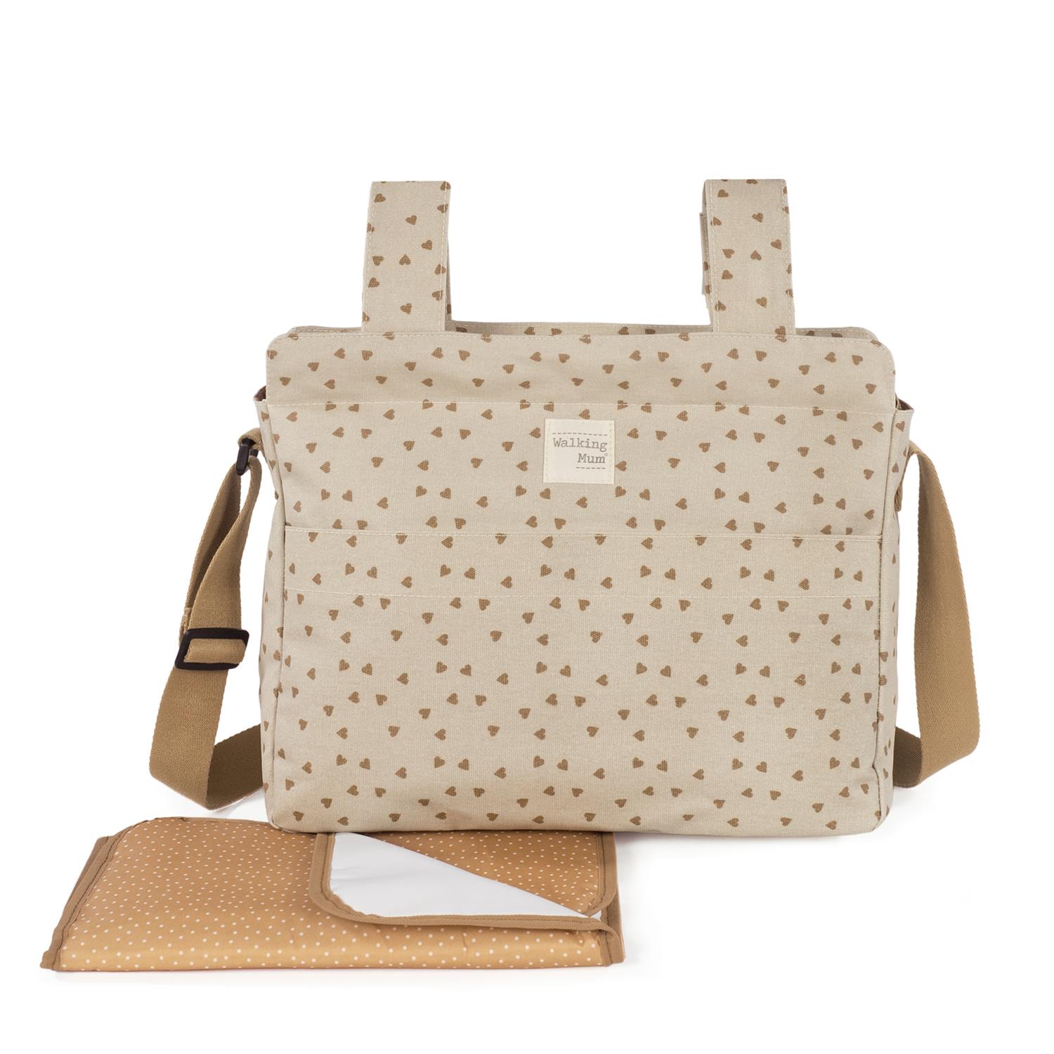 Sac à langer Coeurs Poppy MARRON Walking Mum