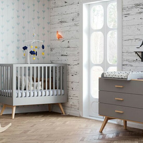 Vox Chambre Duo Nautis Gris : lit 70x140, commode  