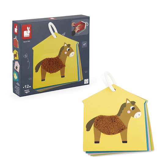 Janod 7 cartes tactiles Les animaux de la ferme Multicolore  Janod 7 cartes tactiles Les animaux de la ferme Multicolore