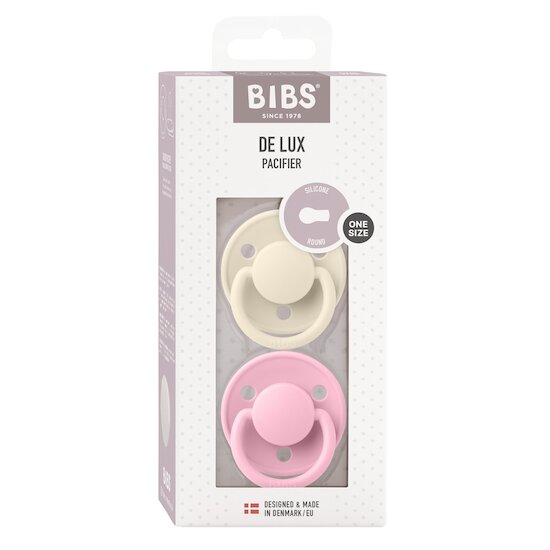 BIBS Tétines De Lux 2 Pack Silicone Ivory/Baby Pink 