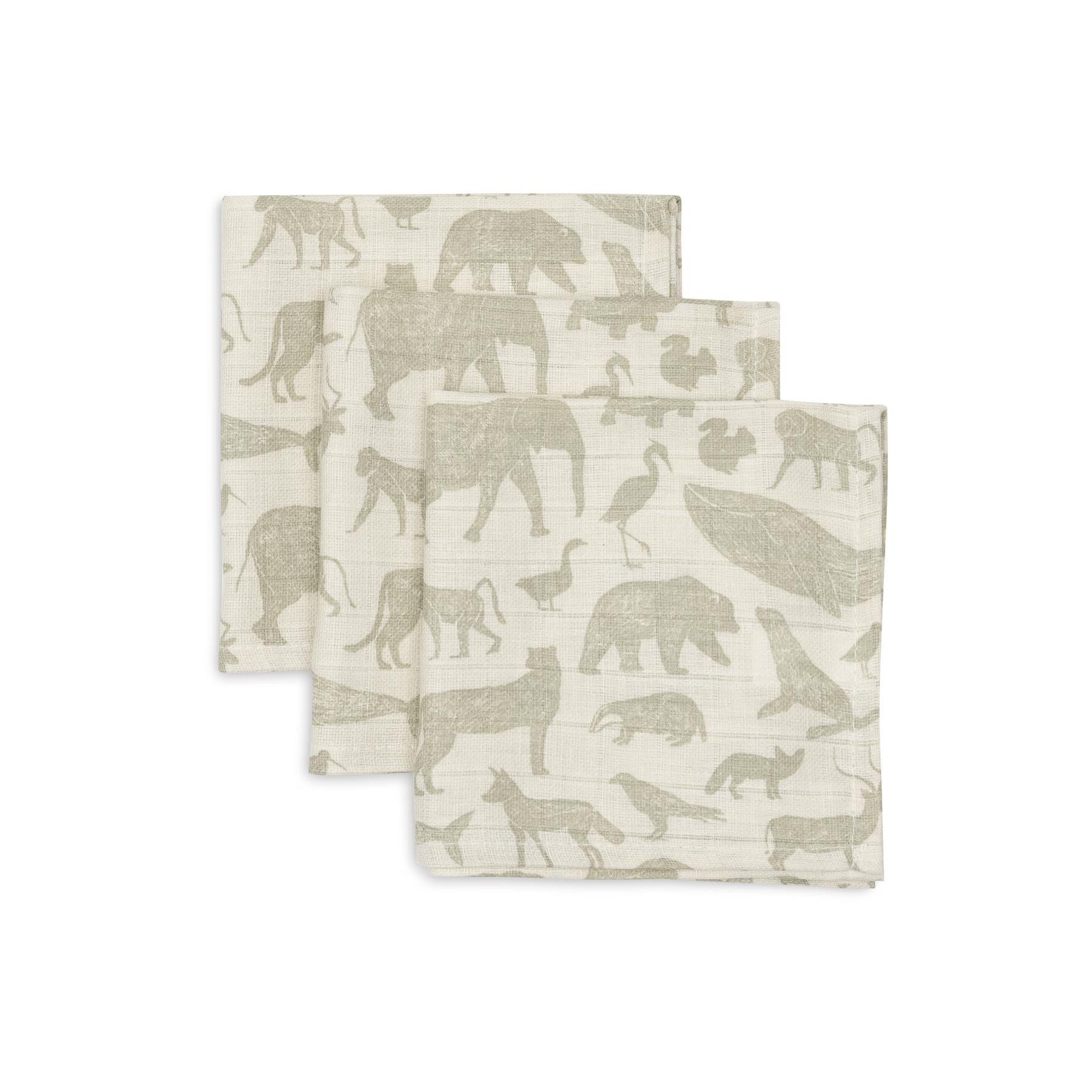 Lot de 3 serviettes gaze de coton animals VERT Jollein