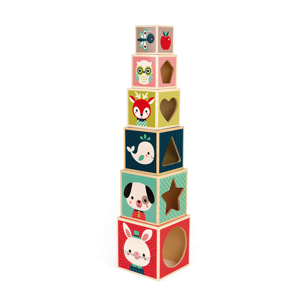 Pyramide 6 cubes Baby Forest MULTICOLORE Janod