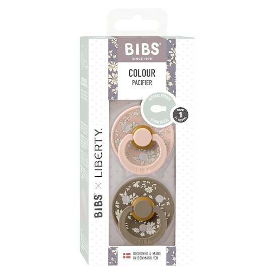 BIBS BIBS x Liberty Tétine Colour 2 Pack Caoutchouc naturel Symétrique Blush/Dark Oak 