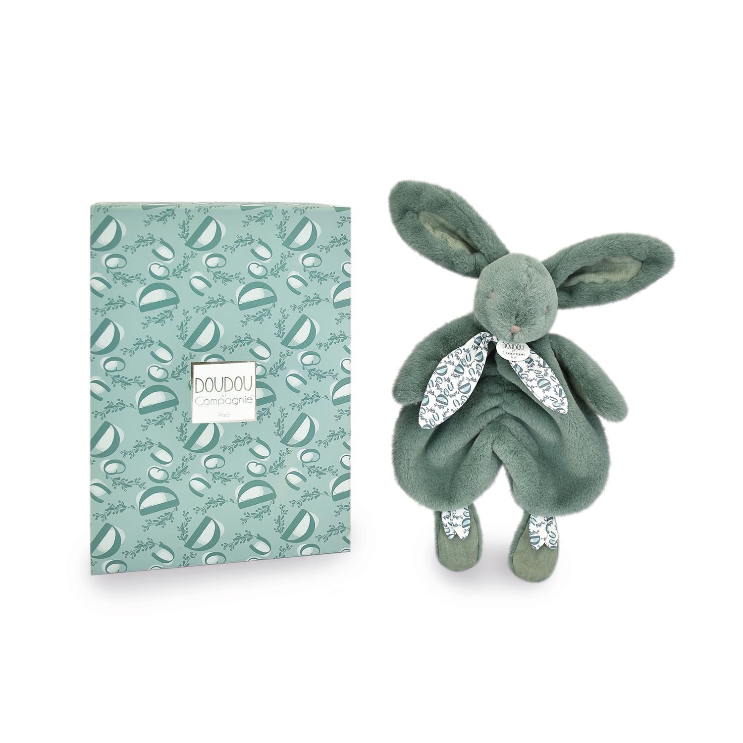 Doudou & Compagnie - Doudou plat lapin VERT Doudou & Compagnie