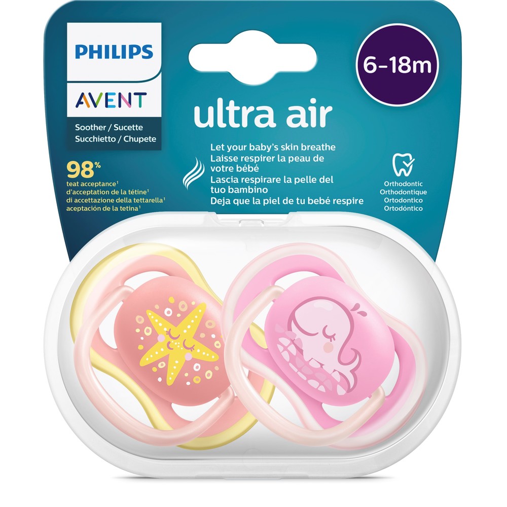 2 Sucettes ULTRA aérées MULTICOLORE Philips Avent