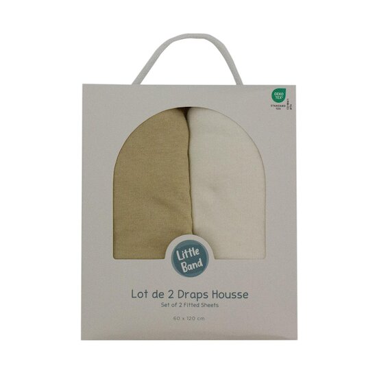 Little Band Lot de 2 Draps Housse Jersey  Écru/Blé 