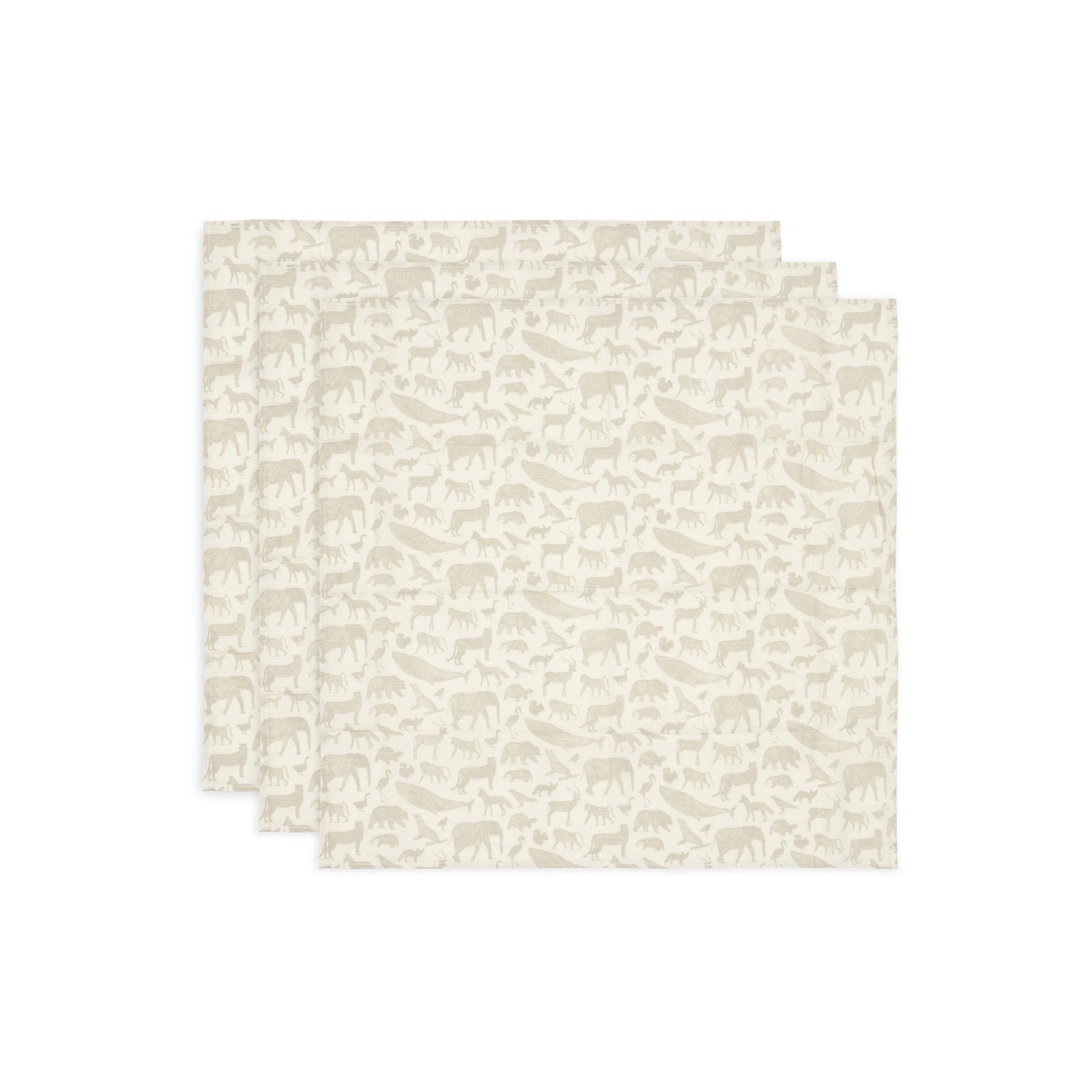 Lot de 3 langes gaze de coton small animals BEIGE Jollein