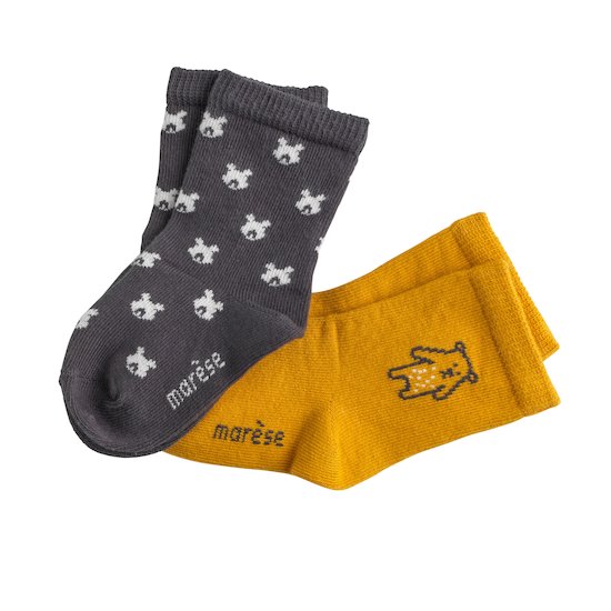 Marèse Mi-chaussettes X2 Ours Safran Jaune 17-18