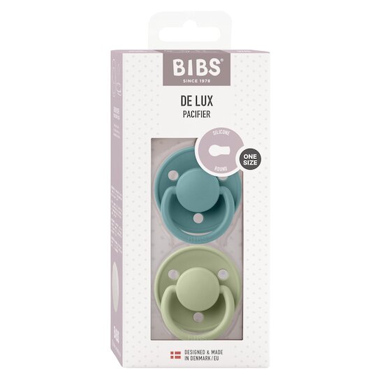 BIBS Tétines De Lux 2 Pack Silicone Island Sea/Sage 