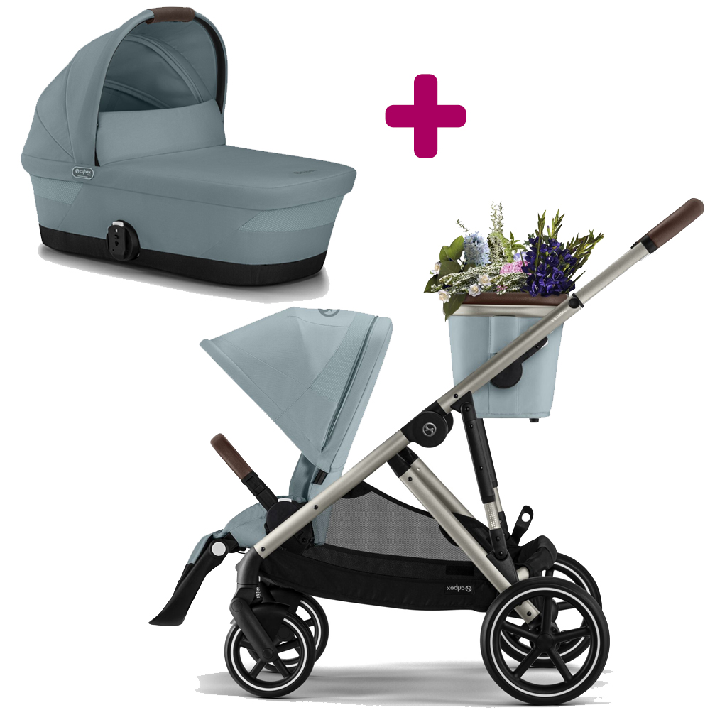 Pack poussette duo Gazelle S 2023 Sky Blue + Nacelle Gazelle S Sky Blue Cybex