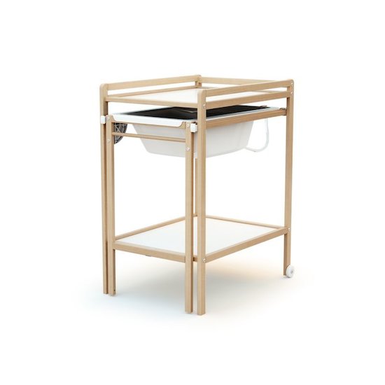 AT4 Table à langer avec baignoire Essentiel Hêtre Verni 