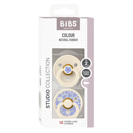 BIBS Tétines Studio Colour 2 Pack Caoutchouc naturel Ivory/Ivory 