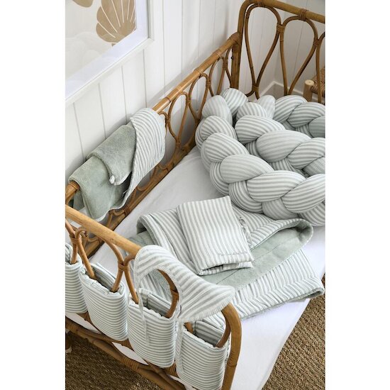 BB&Co Lot de 2 bavoirs naissance rayé Soft Stripes Écru/ Vert De Gris 