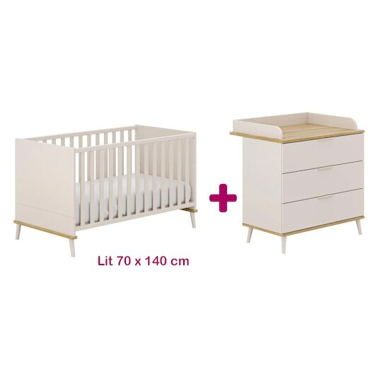 Yuny by Paidi Chambre bébé duo Hazel : lit 70x140, commode   Yuny by Paidi Chambre bébé duo Hazel : lit 70x140, commode