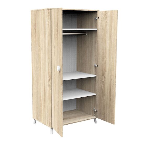 Sauthon Armoire 2 portes Montana Chêne Doré - Blanc  Sauthon Armoire 2 portes Montana Chêne Doré - Blanc