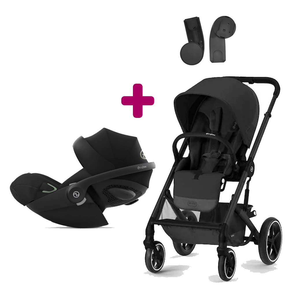 Cybex - Pack Poussette Duo Balios S Lux châssis Black moon + adaptateurs + Coque Cloud G iSize Moon Black  Cybex