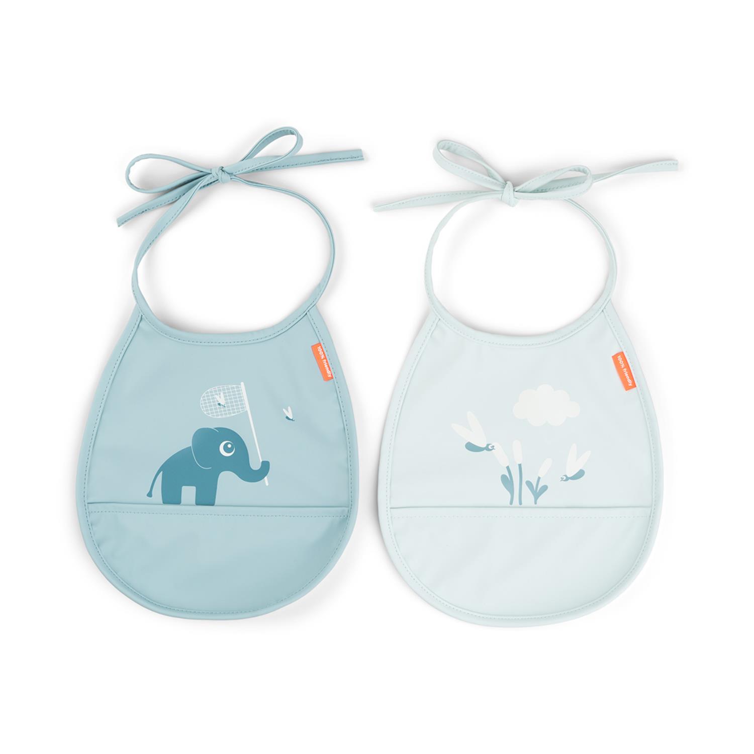 Bavoir petit lot de 2 Elphee BLEU Done by Deer