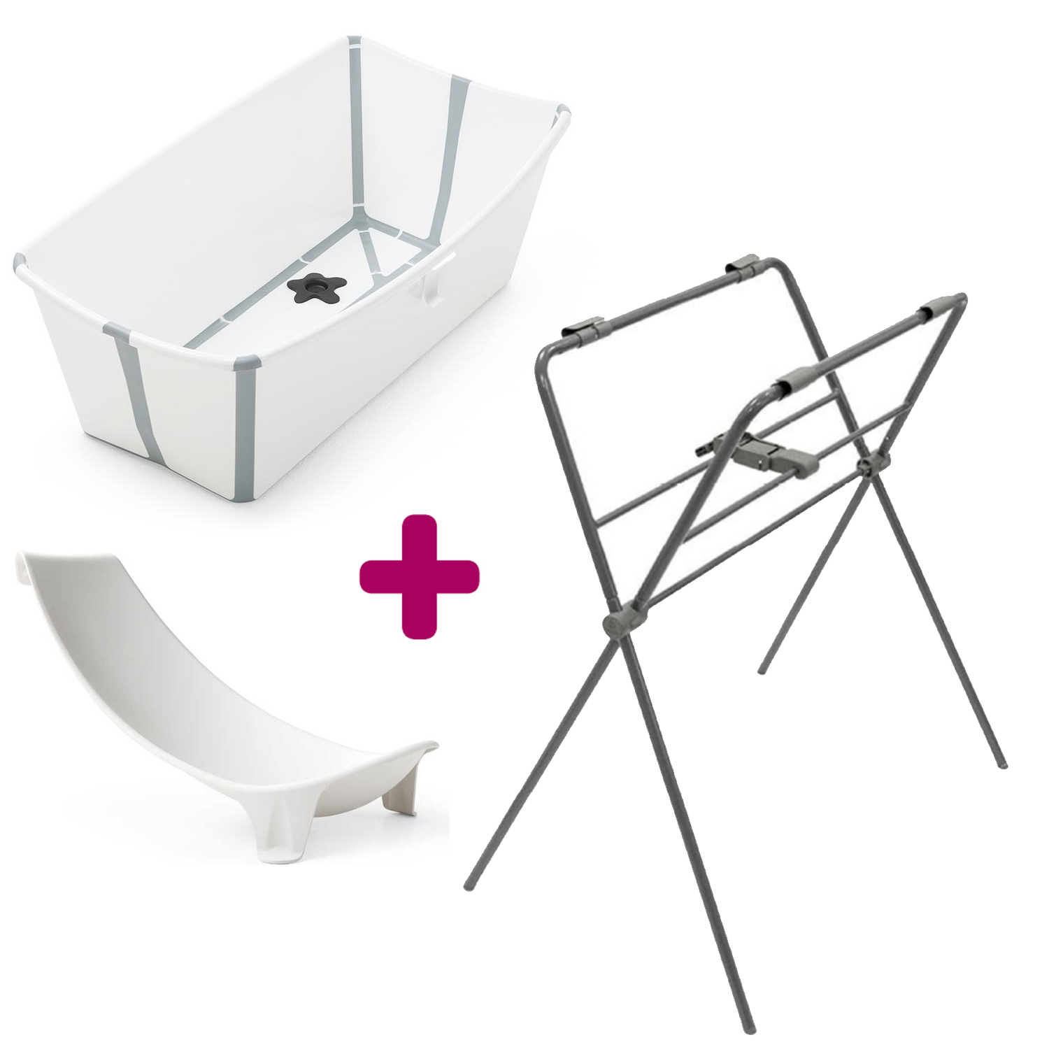 Pack Flexi bath baignoire + transat de bain blanc + support de baignoire Stokke