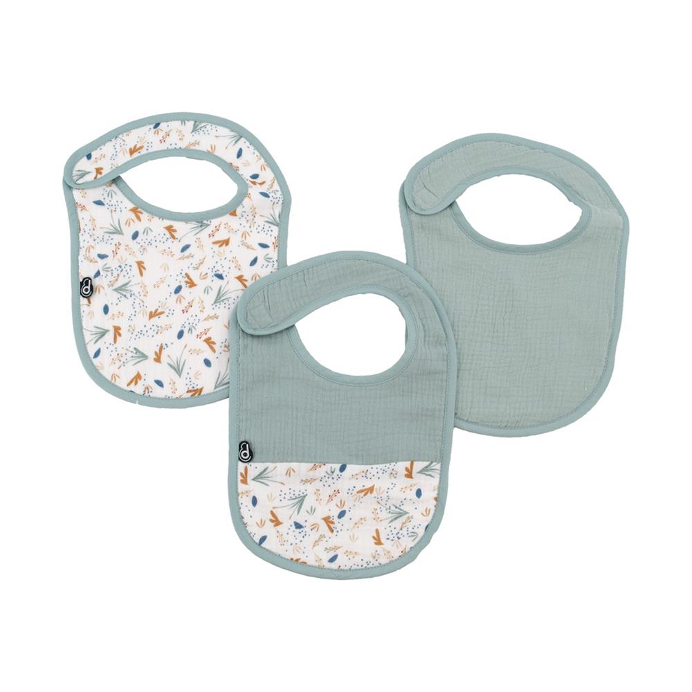 Domiva - Lot de 3 bavoirs mousseline BLEU Domiva