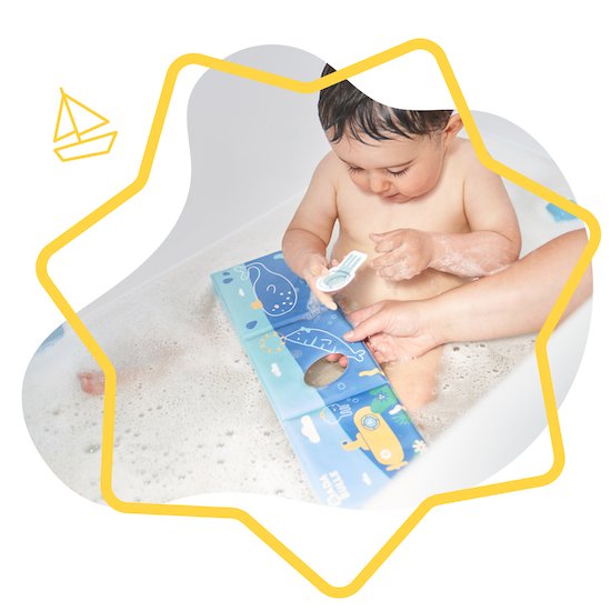 Badabulle Livre de bain et marionnette bleu  Badabulle Livre de bain et marionnette bleu