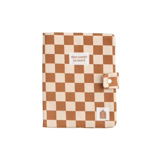Sauthon Protège Carnet de Santé Damier Petit Chou Ecru/Caramel  Sauthon Protège Carnet de Santé Damier Petit Chou Ecru/Caramel