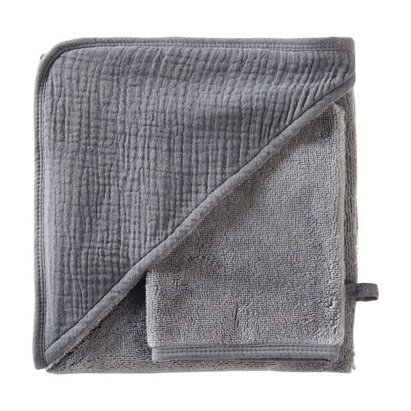 Cape de bain et gant de toilette Mix & Match GRIS BB&Co