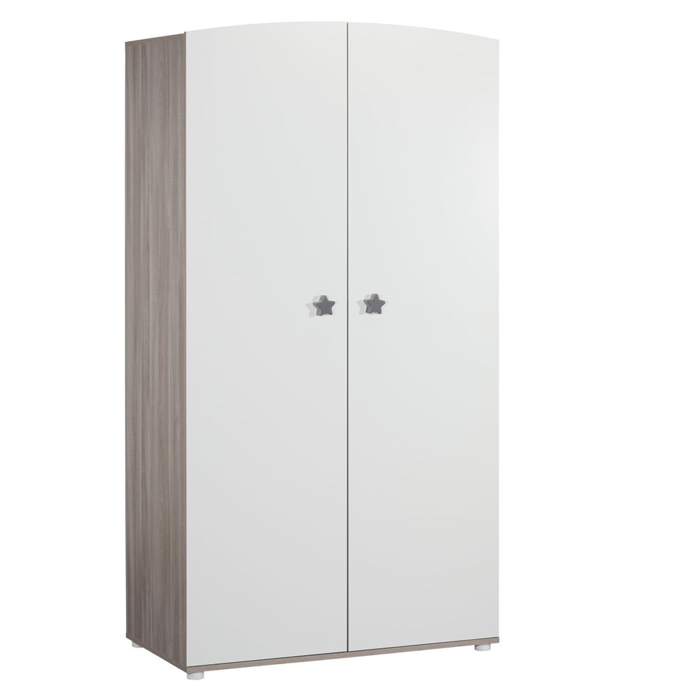 BABY PRICE Armoire chambre bebe 2 portes - Boutons etoile gris