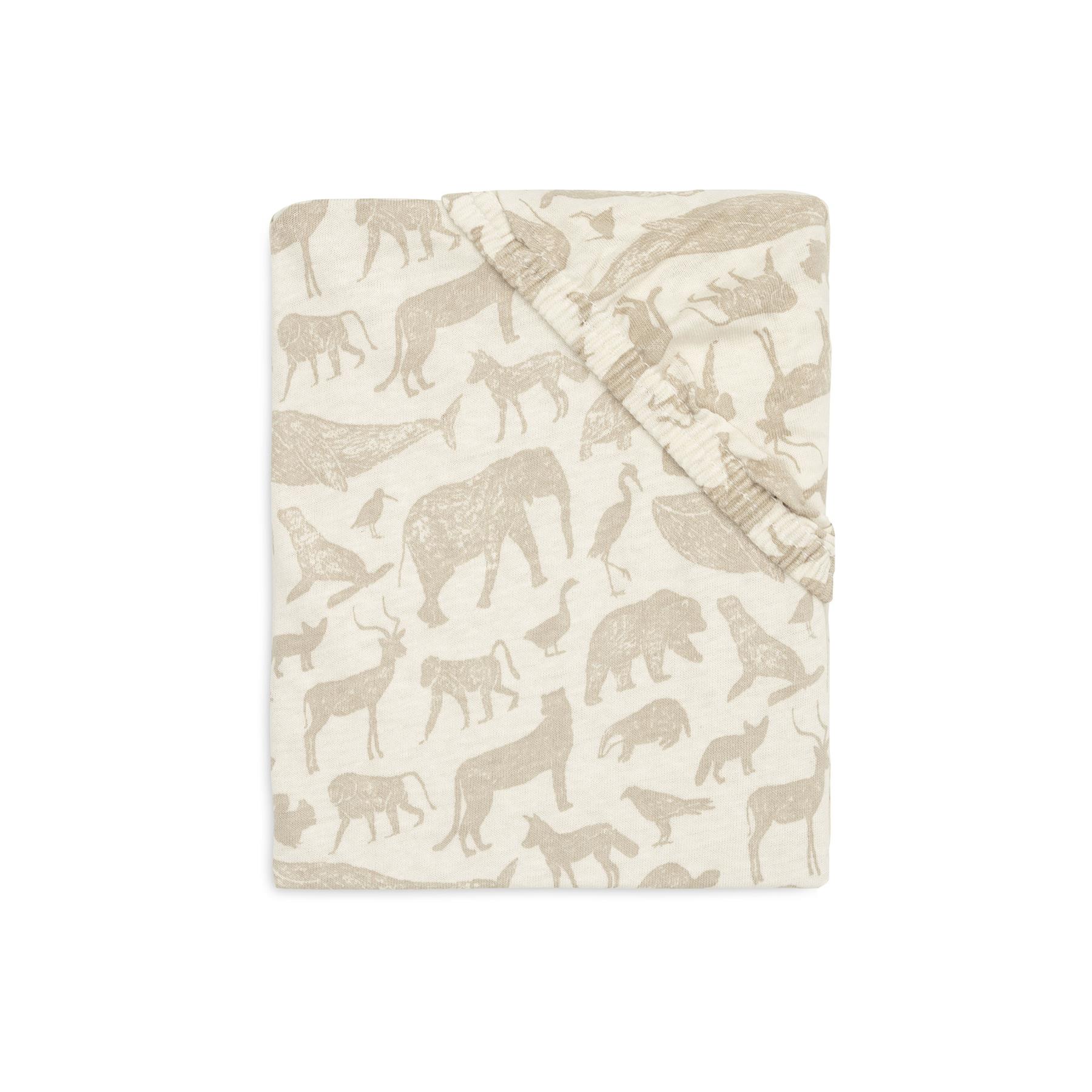 Jollein - Drap-housse Jersey animals BEIGE Jollein