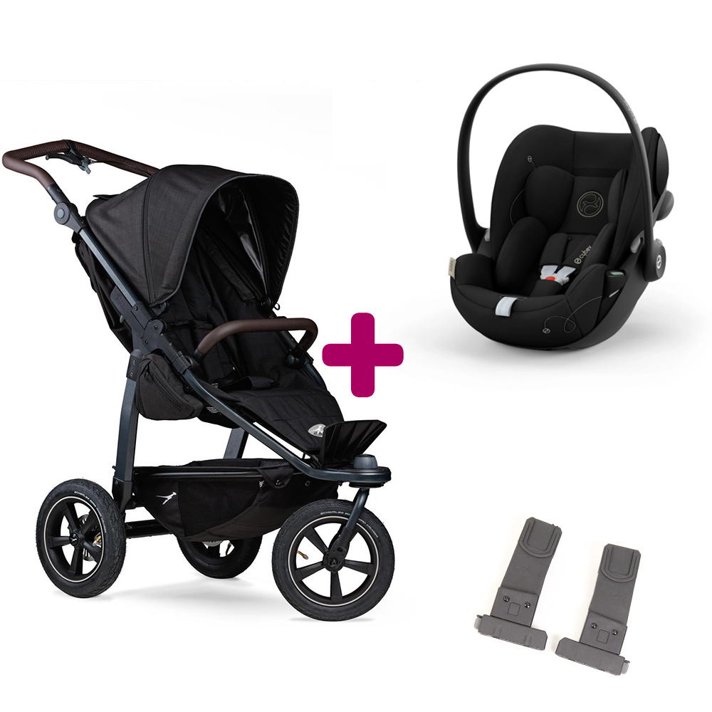 TFK - Pack Poussette Duo Mono 2 version sport black + adaptateurs coque + coque Cloud G i-size Moon Black  TFK