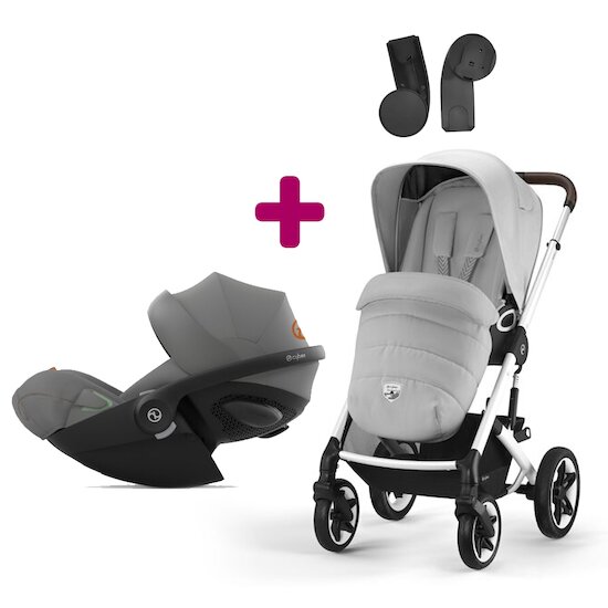 Cybex Pack Poussette Duo Talos S Lux 2023 Silver lava grey + adaptateurs + Coque Cloud G i-Size Lava Grey  