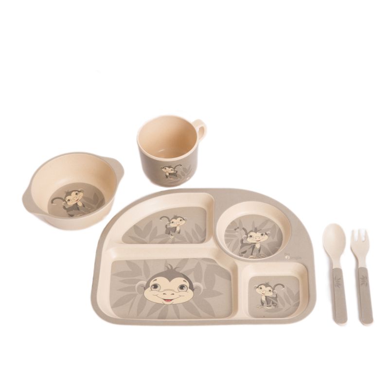 B-Set Repas Écologique en Maïs Singe GRIS Bo Jungle