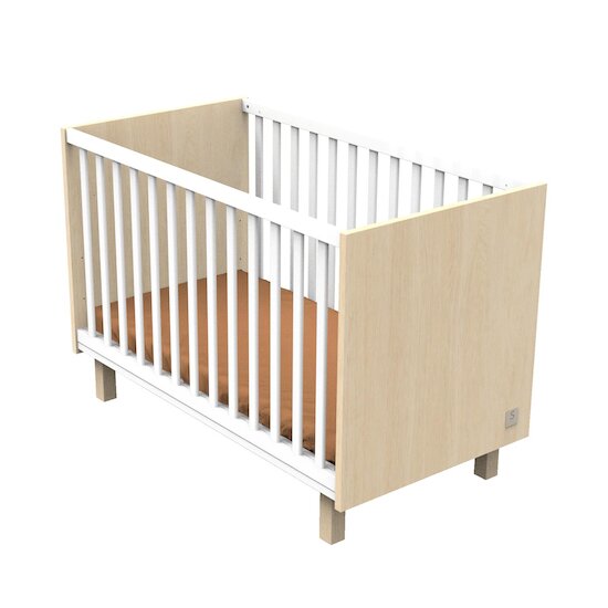 Sauthon Lit bébé Nature Chêne Velours - Blanc 60x120 cm