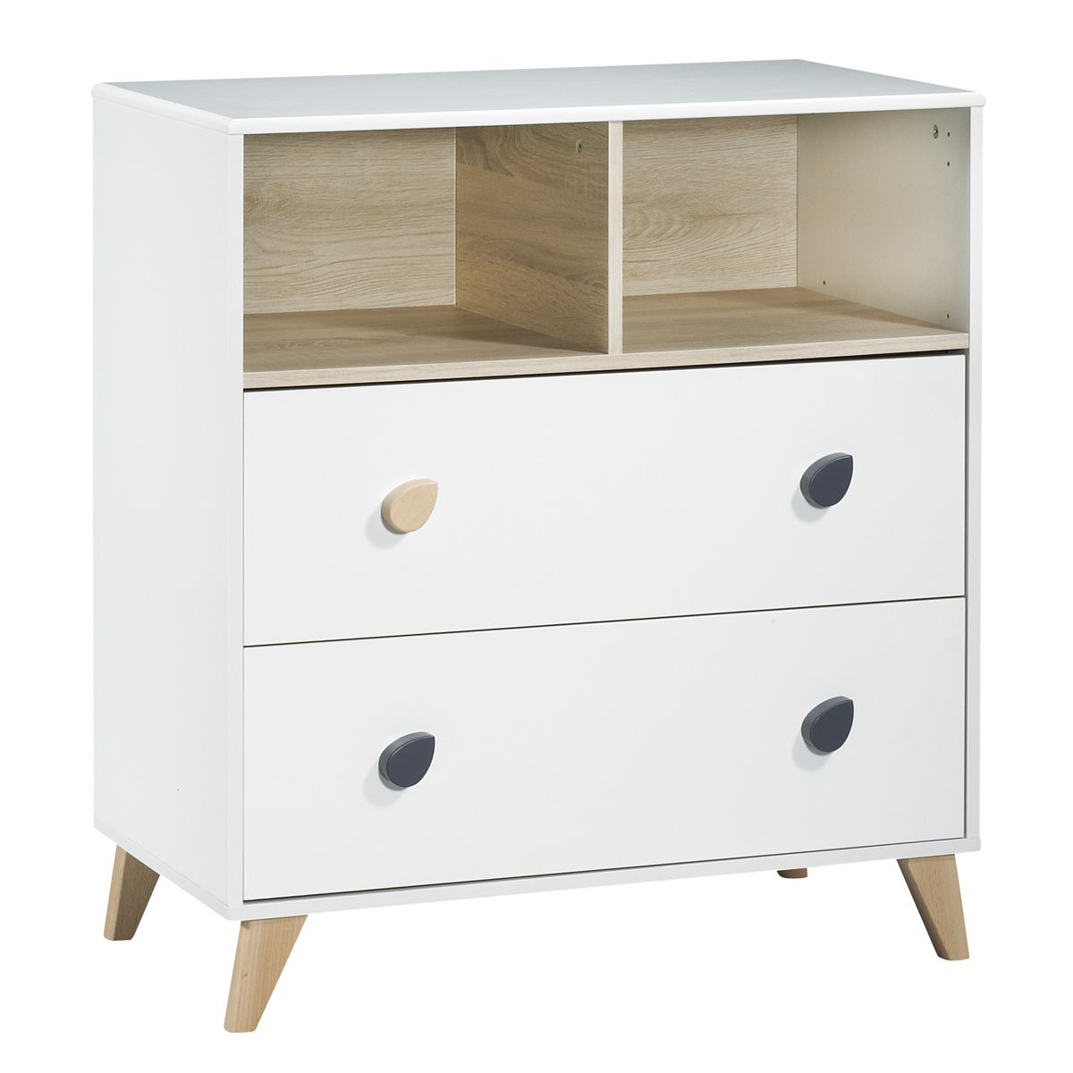 Sauthon - Commode 2 tiroirs + 2 niches Oslo BLANC Sauthon