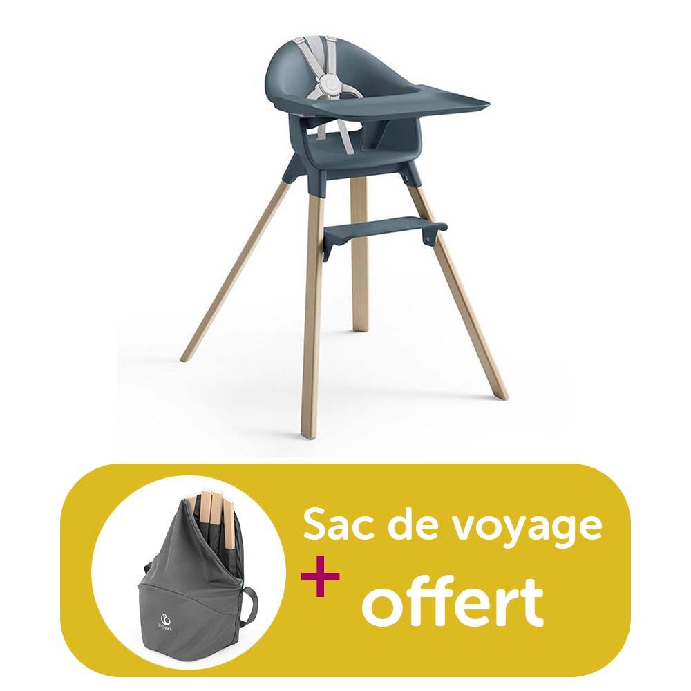 Stokke - Chaise Haute évolutive Clikk Fjord blue = sac de voyage offert  Stokke