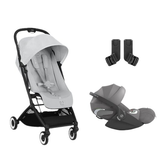 Cybex Pack Poussette duo Orfeo Fog Grey + adaptateurs coque + Coque Cloud T tissu plus Mirage Grey  