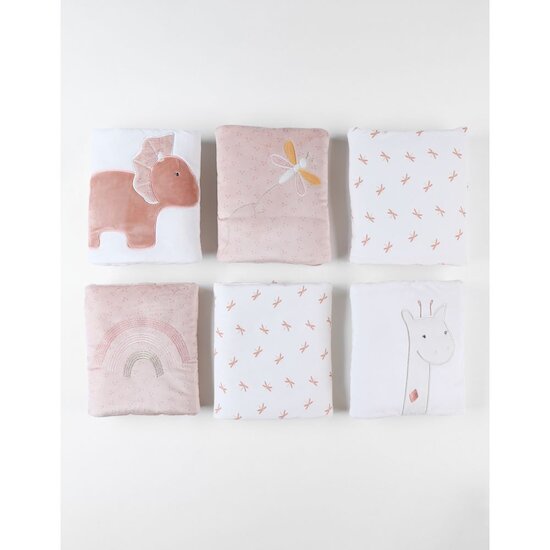 Noukie's Lot de 6 protections de lit et parc Pop rose 