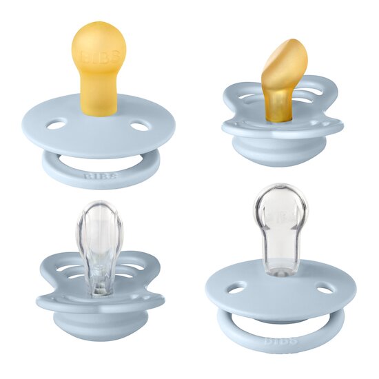 BIBS Tétines Coffret Découverte 4 Pack Baby Blue/Baby Blue 0-6 mois