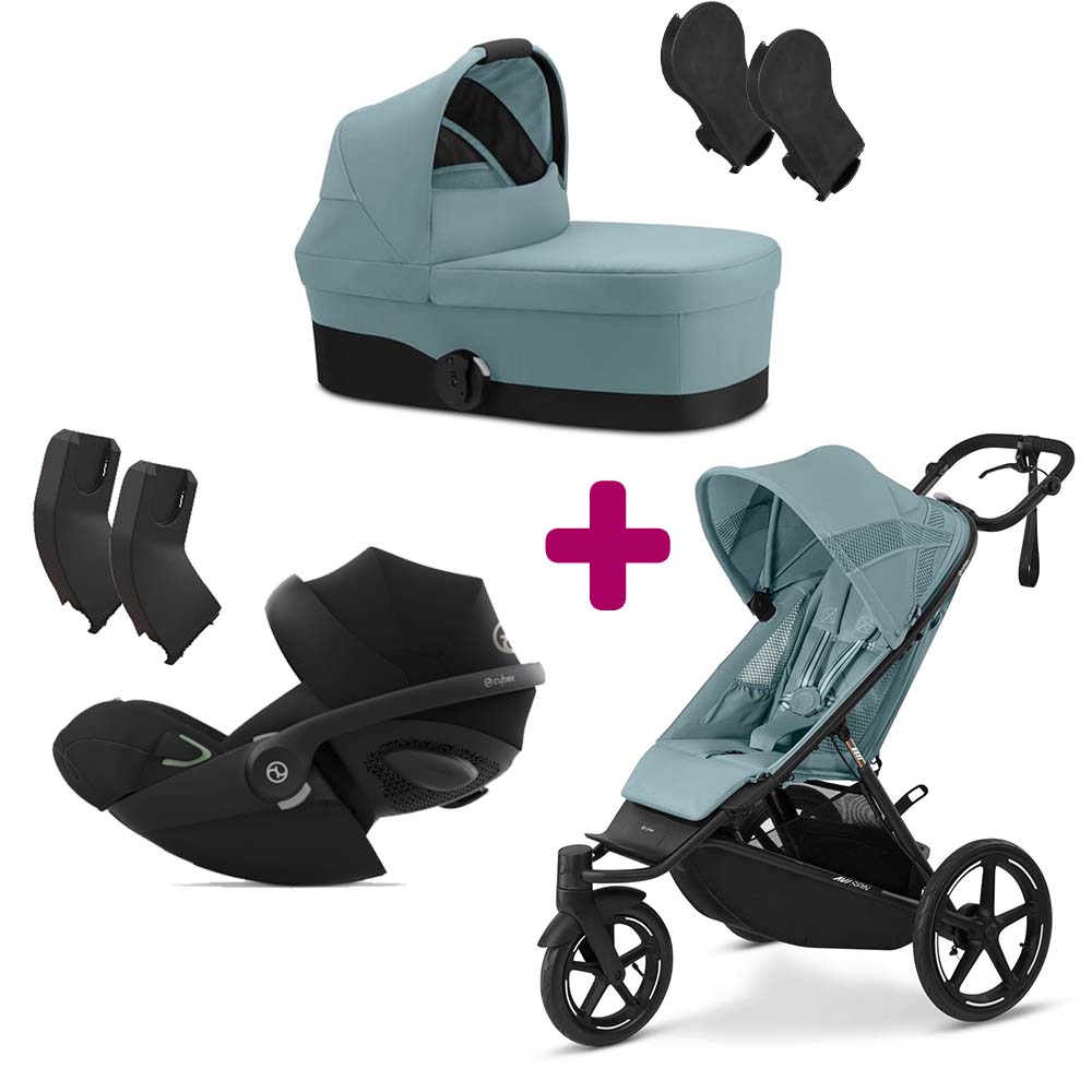 Cybex - Pack Poussette trio Avi Spin Stormy Blue + adaptateurs coque + adaptateur nacelle Cot S + coque Cloud G Moon Black + Nacelle Cot S Stormy Blue  Cybex