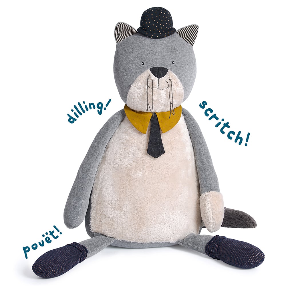 MOULIN ROTY - Peluche chat géant Fernand Les Moustaches GRIS Moulin Roty
