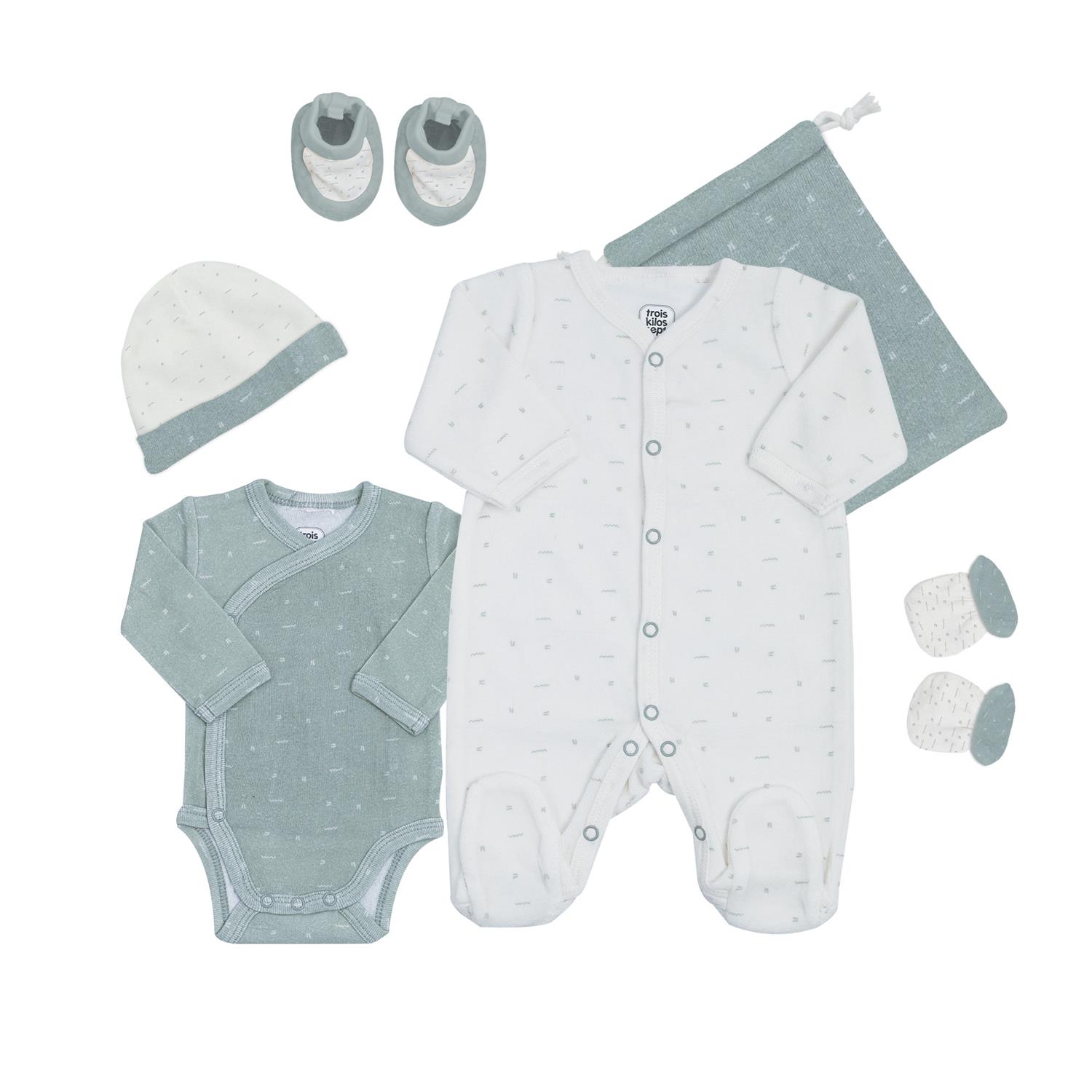 Kit naissance 6 pcs VERT Trois Kilos Sept