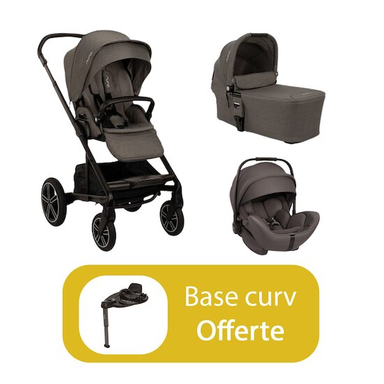 Nuna Pack Poussette trio Mixx next Thunder + nacelle Mixx next + coque Arra Flex = base curv offerte  