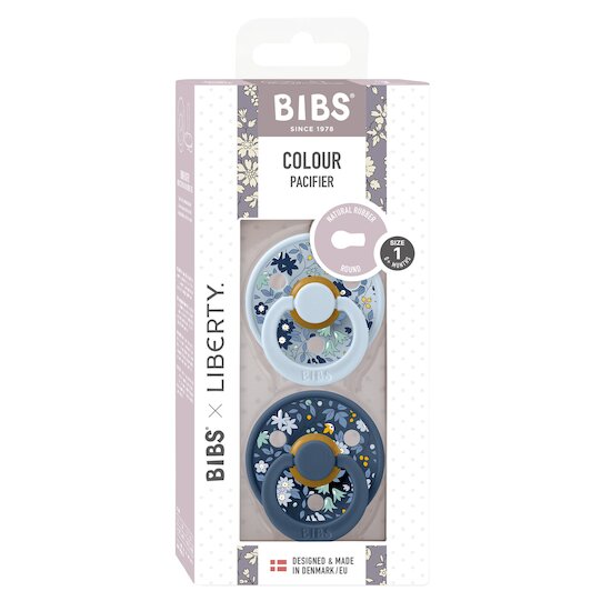 BIBS BIBS x Liberty Tétine Colour 2 Pack Baby Blue/Steel Blue 0-6 mois
