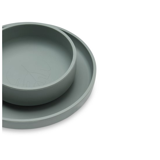 Jollein Set de table bébé silicone (4pcs) Ash Green  Jollein Set de table bébé silicone (4pcs) Ash Green