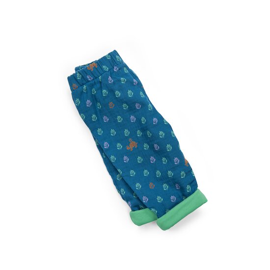 Moulin Roty Pantalon Lange imprimé Inde double Jersey Jungle Michka Bleu  Moulin Roty Pantalon Lange imprimé Inde double Jersey Jungle Michka Bleu