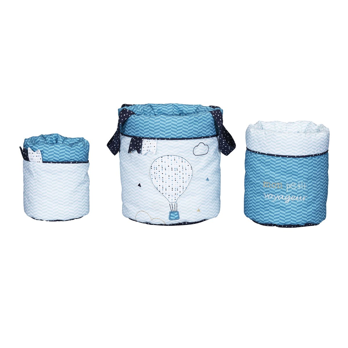 3 Panieres gigognes New Lazare BLEU Sauthon Baby Déco