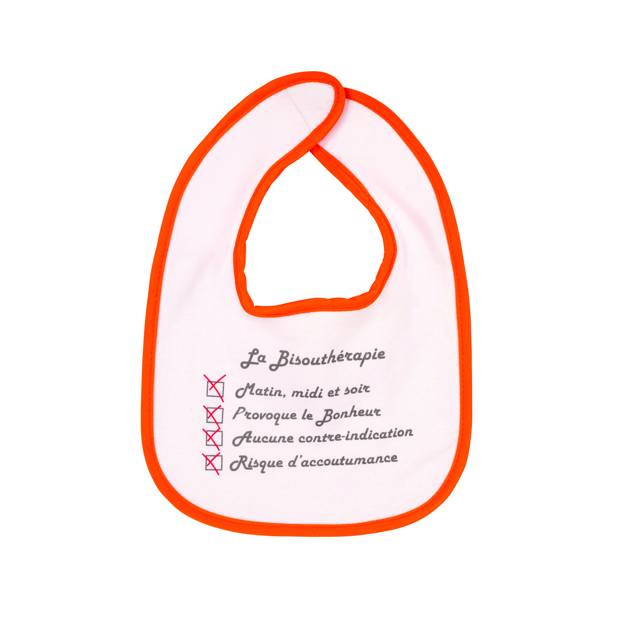Bavoir 1er âge - Bisoutherapie - Oeko Tex ORANGE Trois Kilos Sept