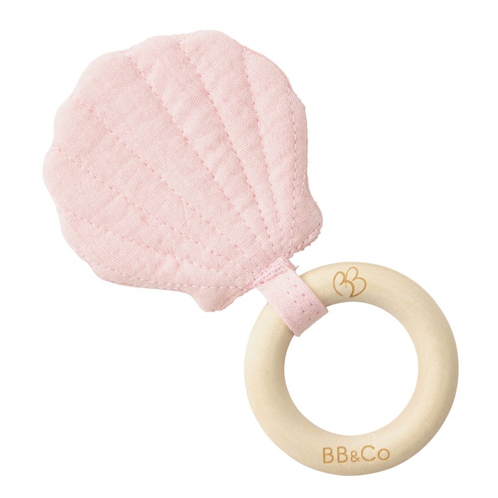Hochet de dentition forme coquillage ROSE BB&Co