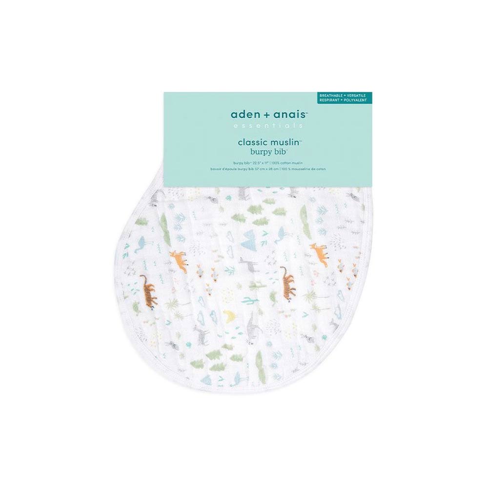 Bavoir d’épaule Burpy bib en mousseline de coton Essentials VERT Aden et Anais